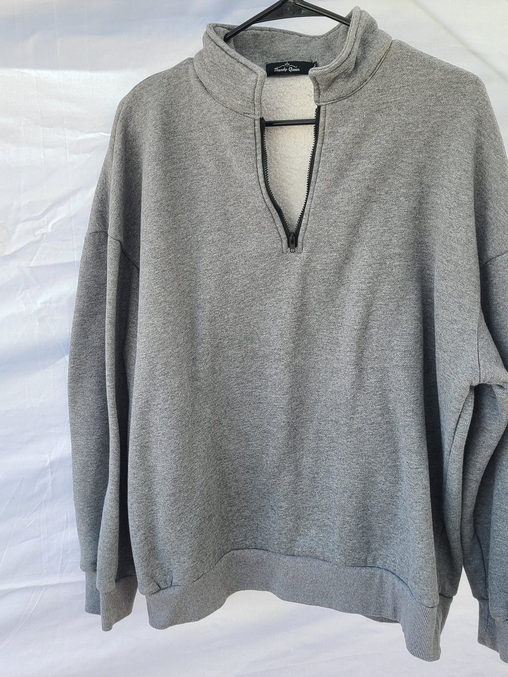 Men's Gray Quarter-Zip Fleece Pullover Sweater